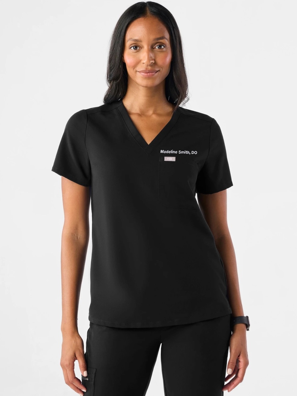 Used FIGS Black Catarina Scrub Top